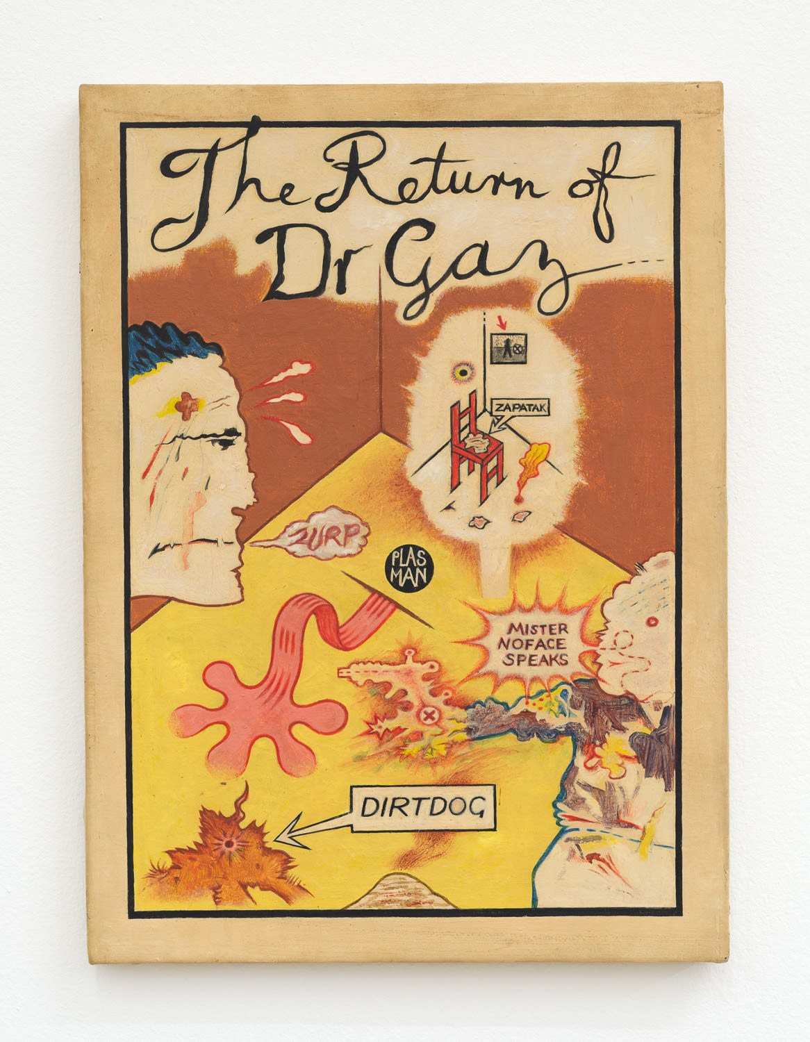 Jeff Keen, The Return of Dr Gaz, 1970, Acrylic and gouache on canvas, 38.1 x 27.9 cm, 15 x 11 in