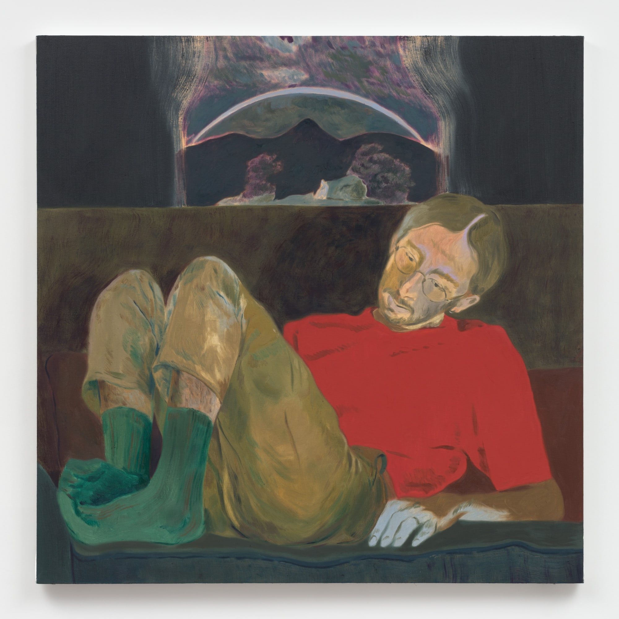 Anthony Cudahy, Ian (with Friedrich’s Rainbow), 2020, Oil on canvas, 121.9 x 127 cm, 48 x 50 in