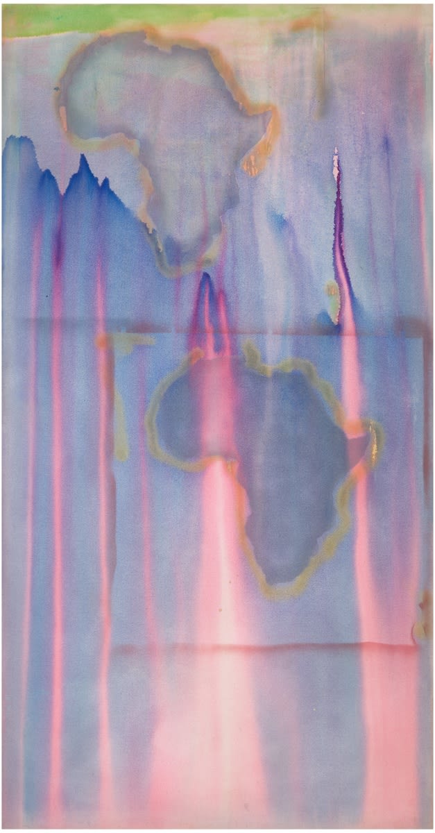 Detail of Frank Bowling, Barticaborn I, 1967, Acrylic on canvas 234 x 122.4 cm, 92 1/8 x 48 1/4 in, Framed: 236.5 x 124.9 cm, 93 1/8 x 49 1/8 in