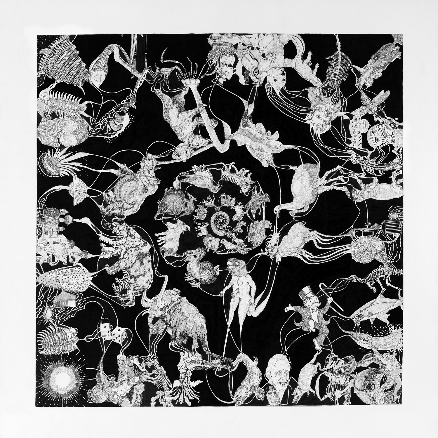 Martin Wilner, Arkopoly, 2014, Ink on paper, 61 x 61 cm, 24 x 24 in, Framed: 68.6 x 68.6 cm, 27 x 27 in