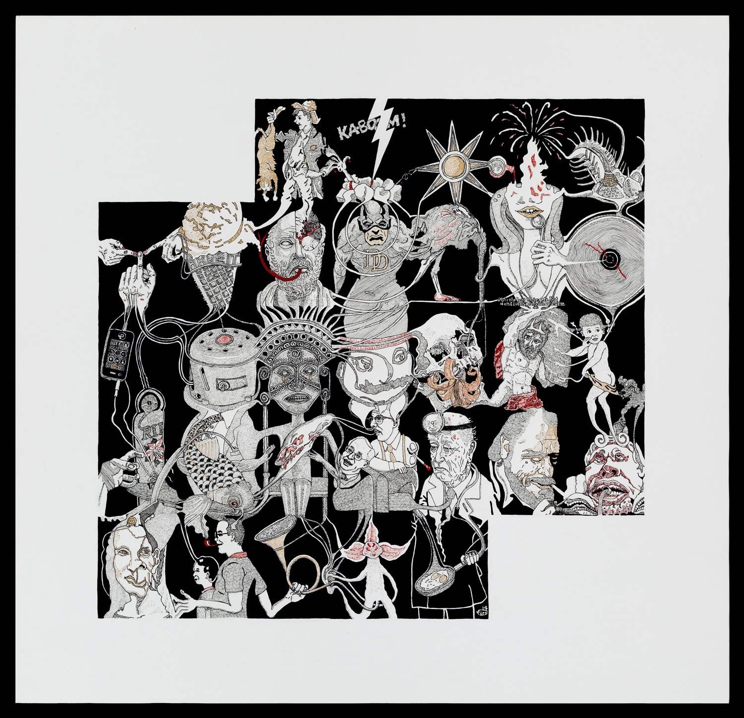 Martin Wilner, Making History: Case Histories, July 2014: Dr Robert Michels, 2014, Pen and ink on Bristol board, 41.9 x 43.5 cm, 16 1/2 x 17 1/8 in