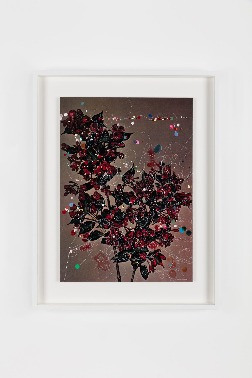 Sebastiaan Bremer, Diervilla Eva Rathke, 2016, Unique hand-painted chromogenic print with hand additions in acrylic, photo retouch dye, and pigment pen, 39 x 28 cm