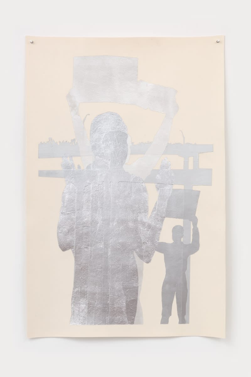 Andrea Geyer Resonant #101, 2021 Wool felt, acrylic paint, aluminum leaf, and wax 190.8 x 126.7 cm 75 1/8 x 49 7/8 in