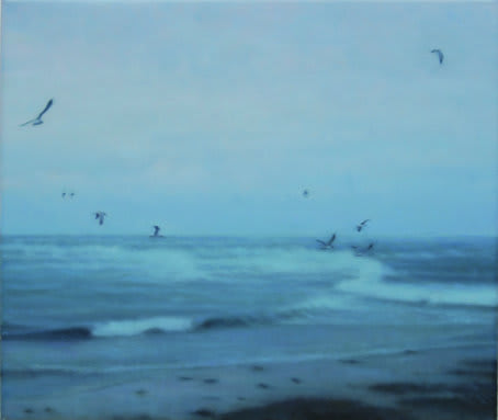 ULRIK MØLLER, SEAGULLS, 2007, OIL ON CANVAS, 30 x 35 cms, 11.82 x 13.79 inches