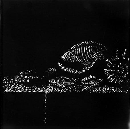 Sebastiaan Bremer, Miniature #53 - Six shells on the stone table, 2007, Unique hand-painted chromogenic print with knife cuts, 6 x 6 cm, 2 3/8 x 2 3/8 in, Framed: 29 x 29 cm, 11.43 x 11.43 in