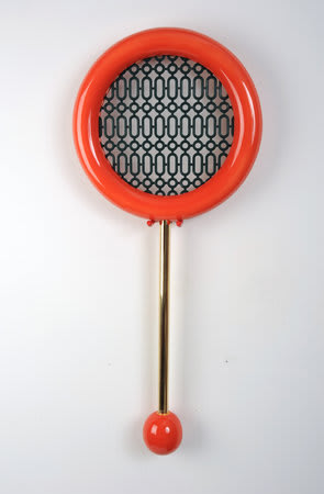 Richard Slee, Racquet, 2010, Glazed ceramic with plastic mesh and metal rod, 70 x 31 cm, 27 1/2 x 12 1/4 in