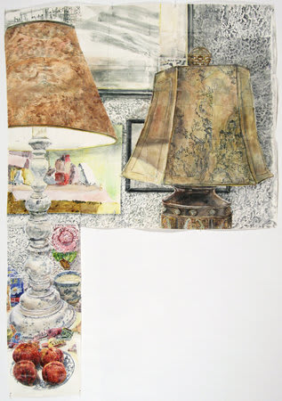 DAWN CLEMENTS, Lamps (Color), 2010, sennelier ink on paper, 203 x 140 cm, 79.98 x 55.16 in