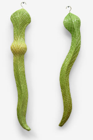 Richard Slee, Hanging Snake, 2012, Glazed ceramic with metal hook in two (2) parts, Each: 64 x 10 x 27 cm, 25 1/4 x 4 x 9 7/8 in