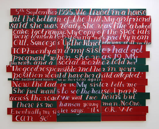 Bob and Roberta Smith, 5th September 1995, My sister says 'It's ok. We can go', 2008, Signwriters paint on board, 299 x 239 cm, 117.81 x 94.17 inches