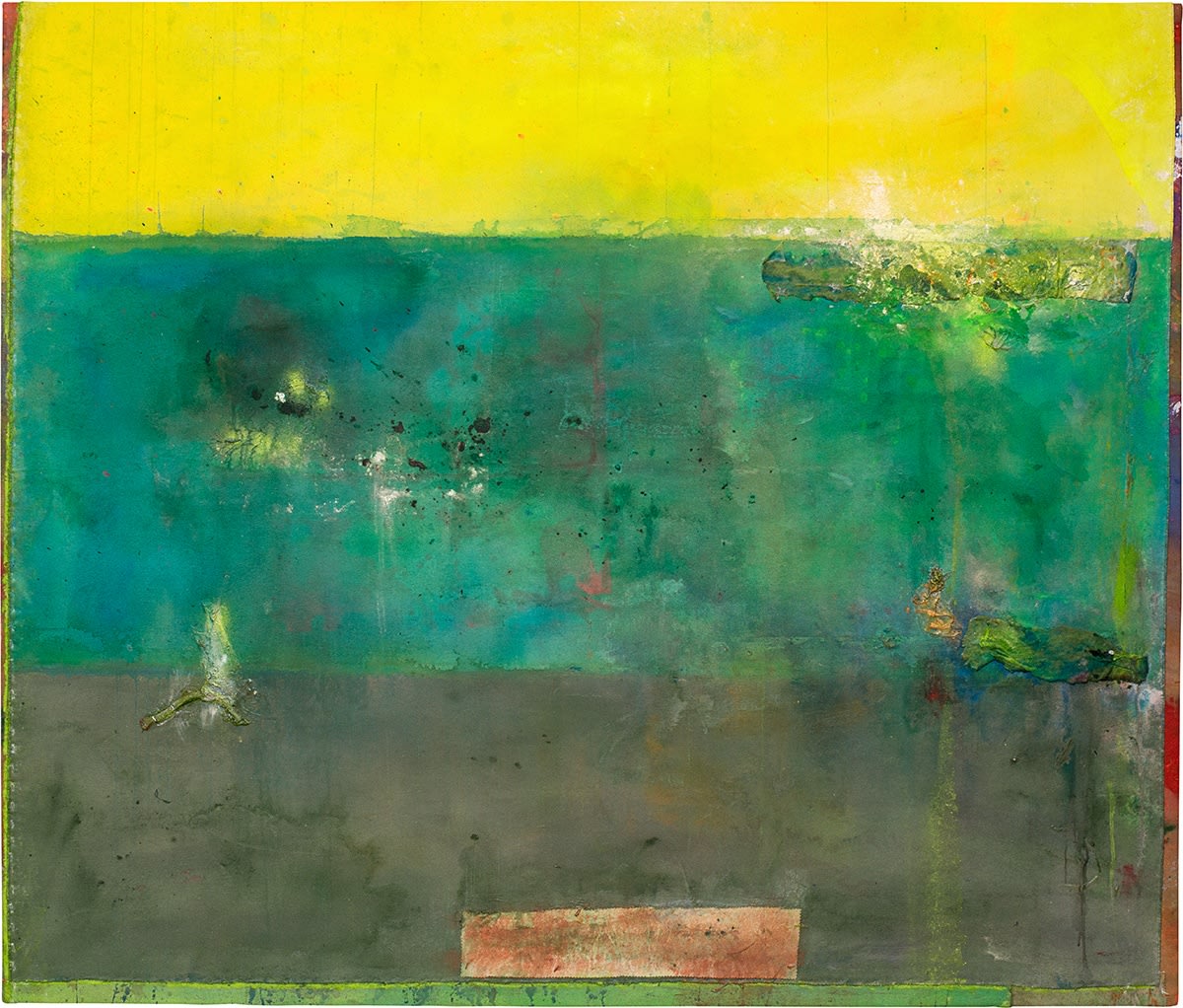 Frank Bowling, Diver, 2016, Acrylic on collaged canvas, 158.9 x 186.5 cm, 62 1/2 x 73 3/8 in