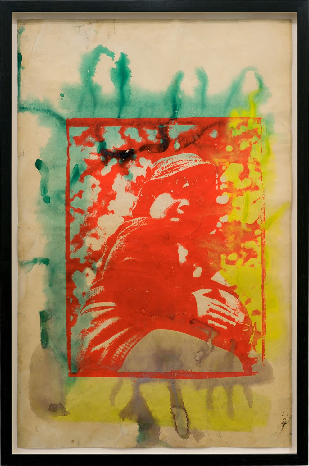 Frank Bowling, His Mother's Call, 1967, Screenprint and acrylic paint on paper, 58.2 x 90.8 cm, 22 7/8 x 35 3/4 in, Framed: 98 x 65 x 5.1 cm, 38 5/8 x 25 5/8 x 2 1/8 in