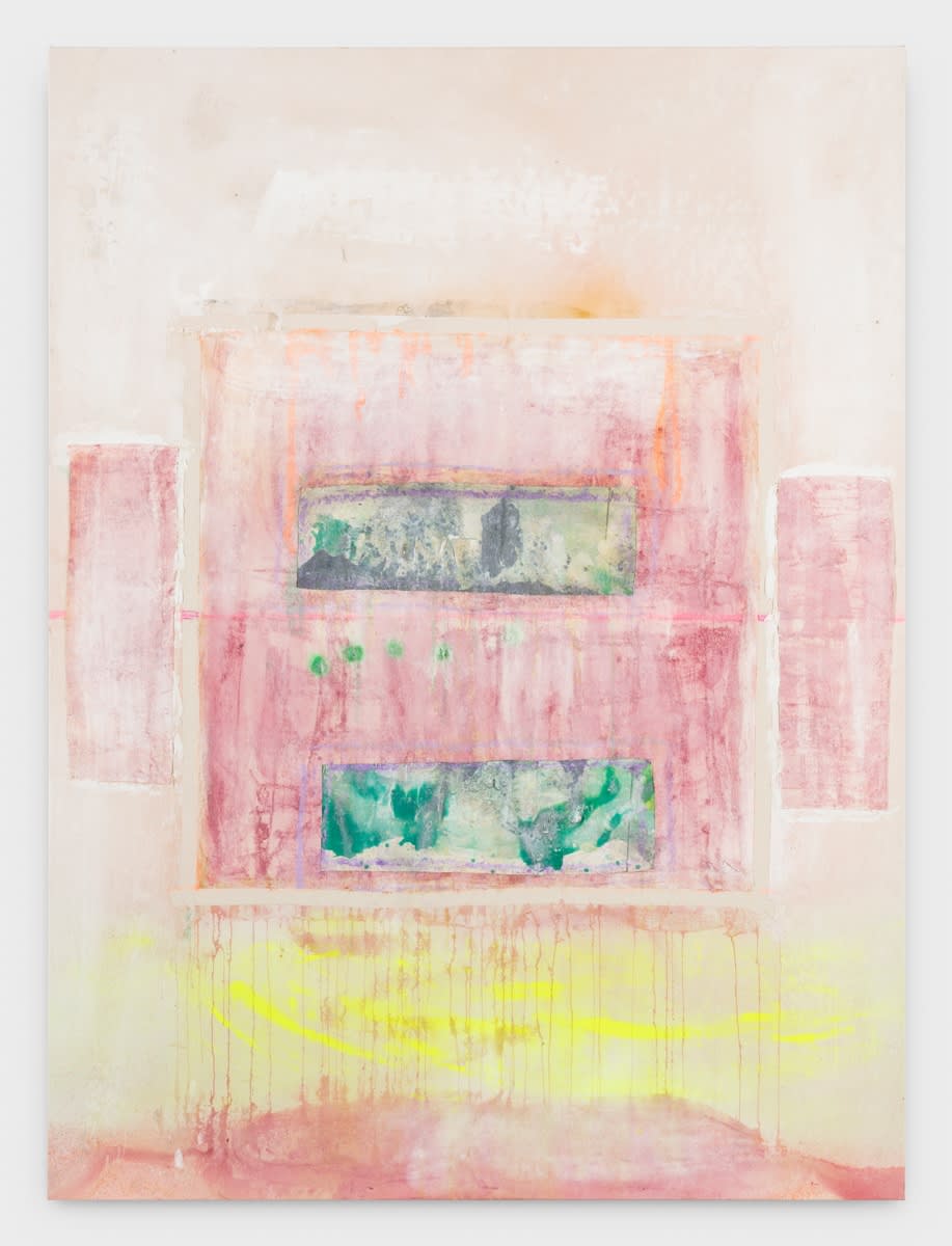 Frank Bowling, Sacha's Green, 2016, Acrylic on collaged canvas, 167.8 x 124.3 cm, 66 1/8 x 49 in, Framed: 174 x 132.1 cm, 68 1/2 x 52 in