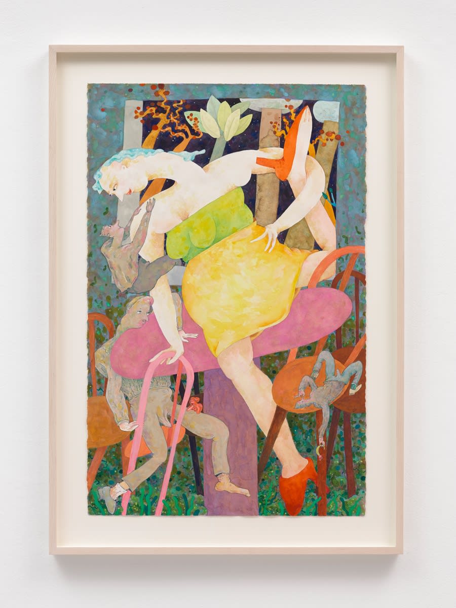 Gladys Nilsson, A Table, 2014, Watercolour and gouache on paper, Framed 119.2 x 83.4 x 5 cm 46 7/8 x 32 7/8 x 2 in