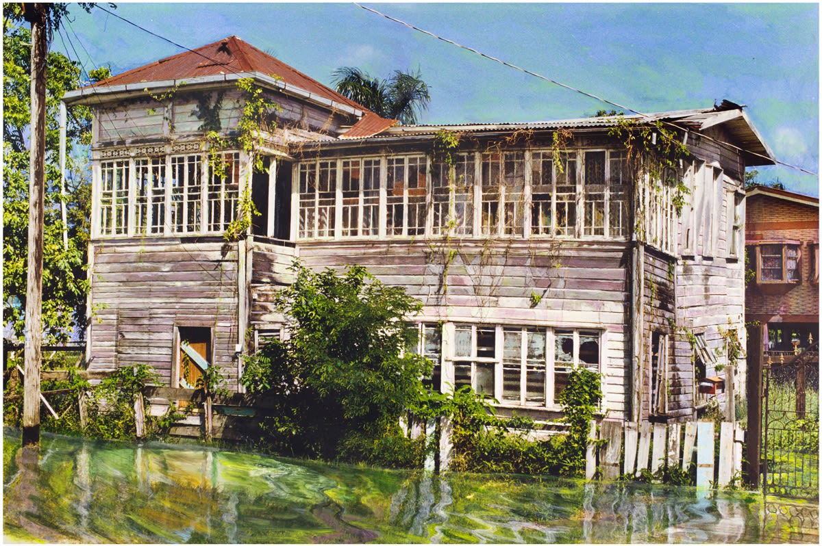 Hew Locke, Laluni St, 2013, Acrylic on chromogenic print, 81.5 x 122 cm, 32 1/8 x 48 1/8 in, Framed: 127 x 165 cm, 50 x 65 in