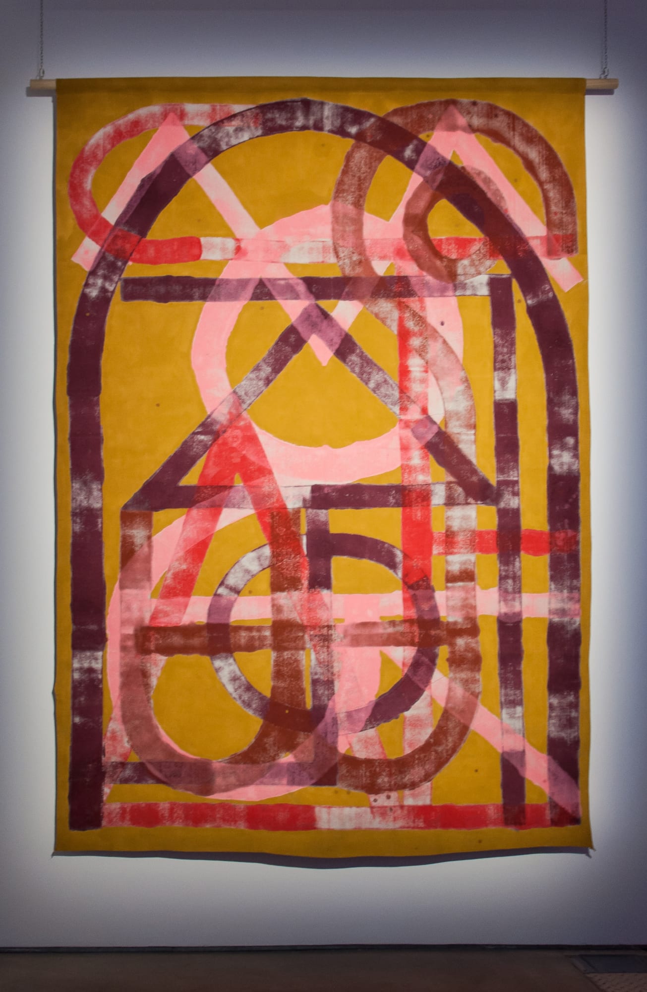 Installation View of  Elijah Burgher, Red Skeleton Demon, 2014 at Go Stand Next to the Mountain, Hales London, 2014