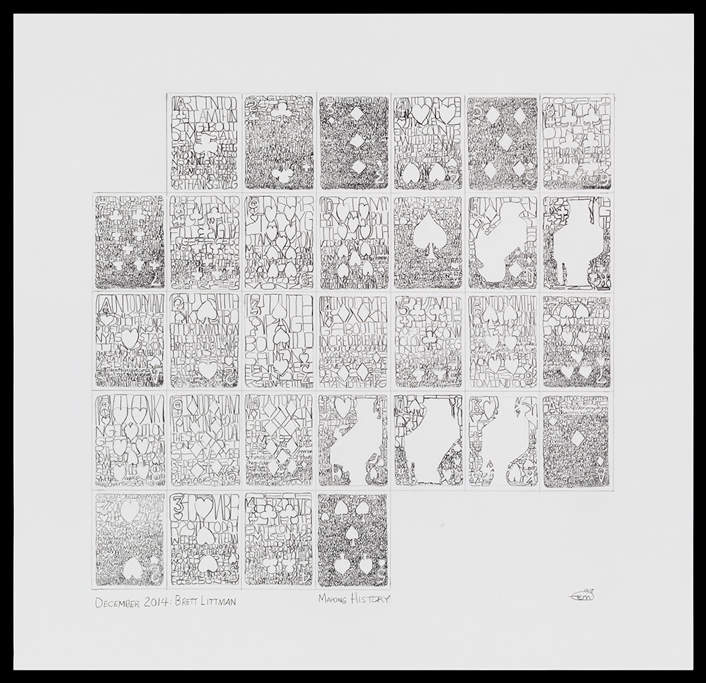 Martin Wilner, Making History: Case Histories, December 2014: Brett Littmann (verso), 2014, graphite on Bristol board, 41.9 x 43.5 cm, 16 1/2 x 17 1/8 in