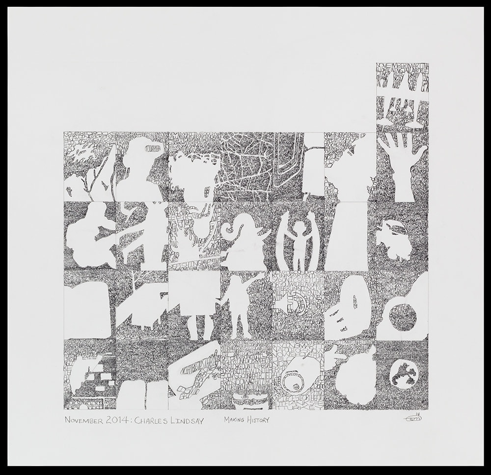 Martin Wilner, Making History: Case Histories, November 2014: Charles Lindsay (verso), 2014, ink on paper, 41.9 x 43.5 cm, 16 1/2 x 17 1/8 in