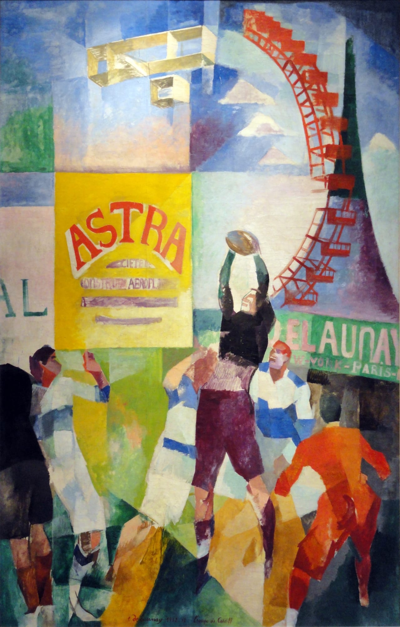 Robert Delaunay, L'Équipe de Cardiff, 1913, Oil on canvas, 326 x 208cm, Musée d'Art Moderne de la ville, Paris