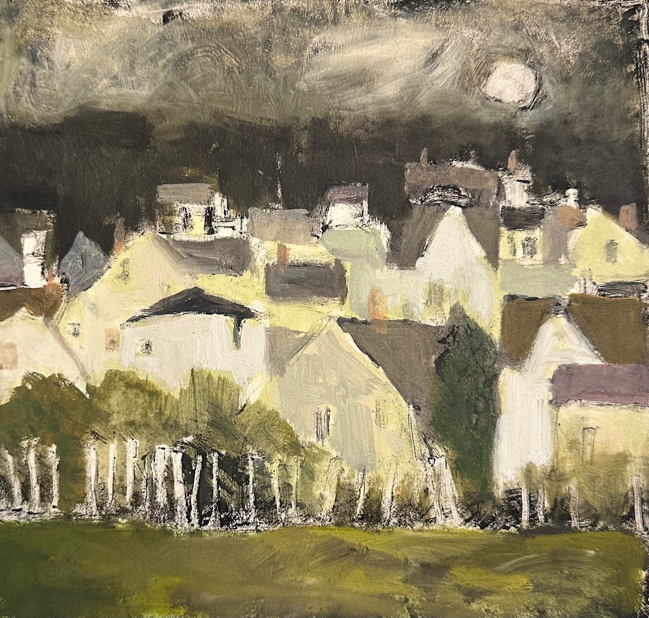 Robert Schlegel (1947-2021), Cityscape Under Full Moon