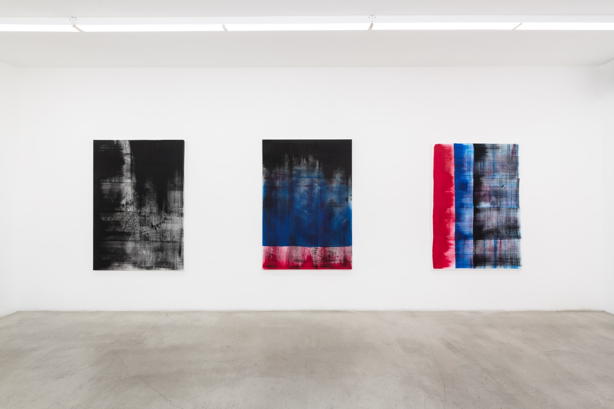 Installation view of Phil Chang: Pictures, Pigment and Canvas at M+B, 2022