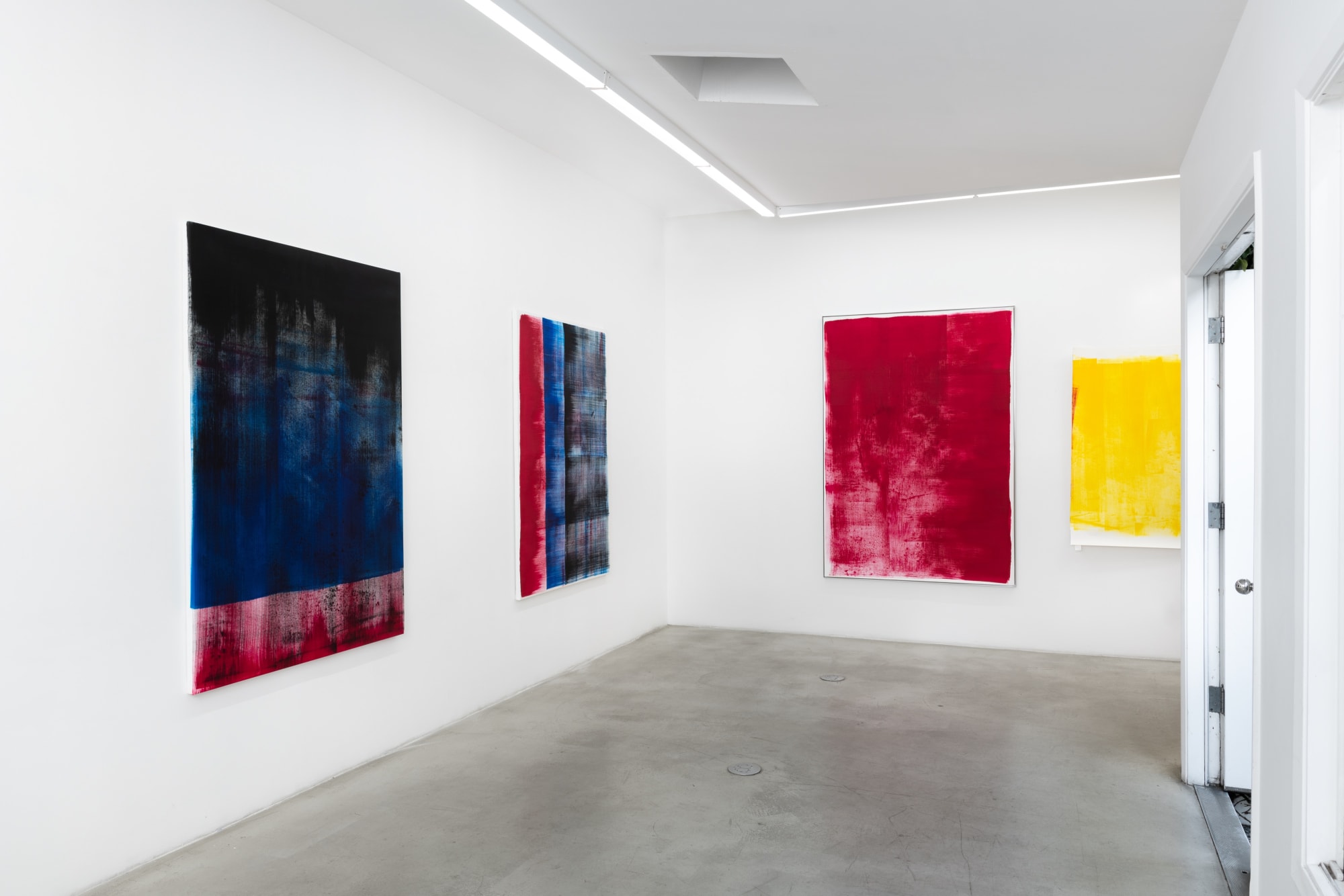 Installation view of Phil Chang: Pictures, Pigment and Canvas at M+B, 2022