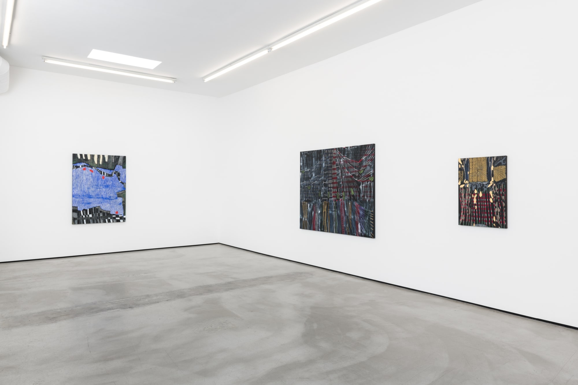 Installation view of Laís Amaral: Cement and Water at M+B, September 2022.