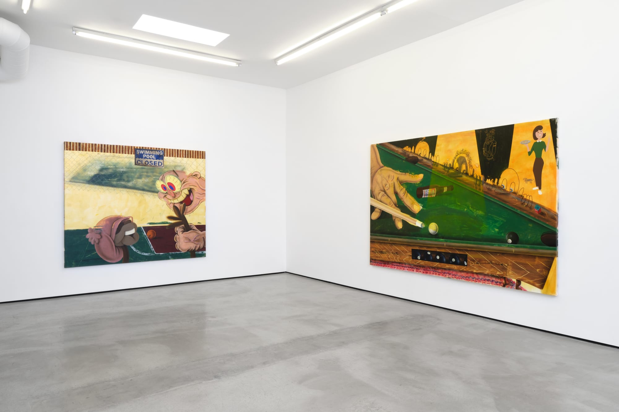 Installation view of Pat Phillips: Strange Suburb at M+B, 2023