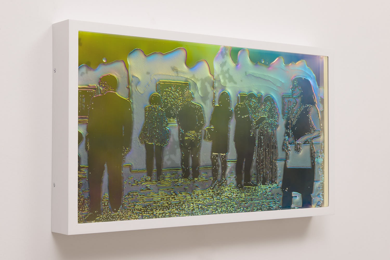 Matthew Brandt LCD 31.4, 2015 plastic resin on plastic with polarization lenses in LED lightbox frame 15-1/2 x 27-1/4 x 2-3/4 inches unique (MBr.18.0004.15)