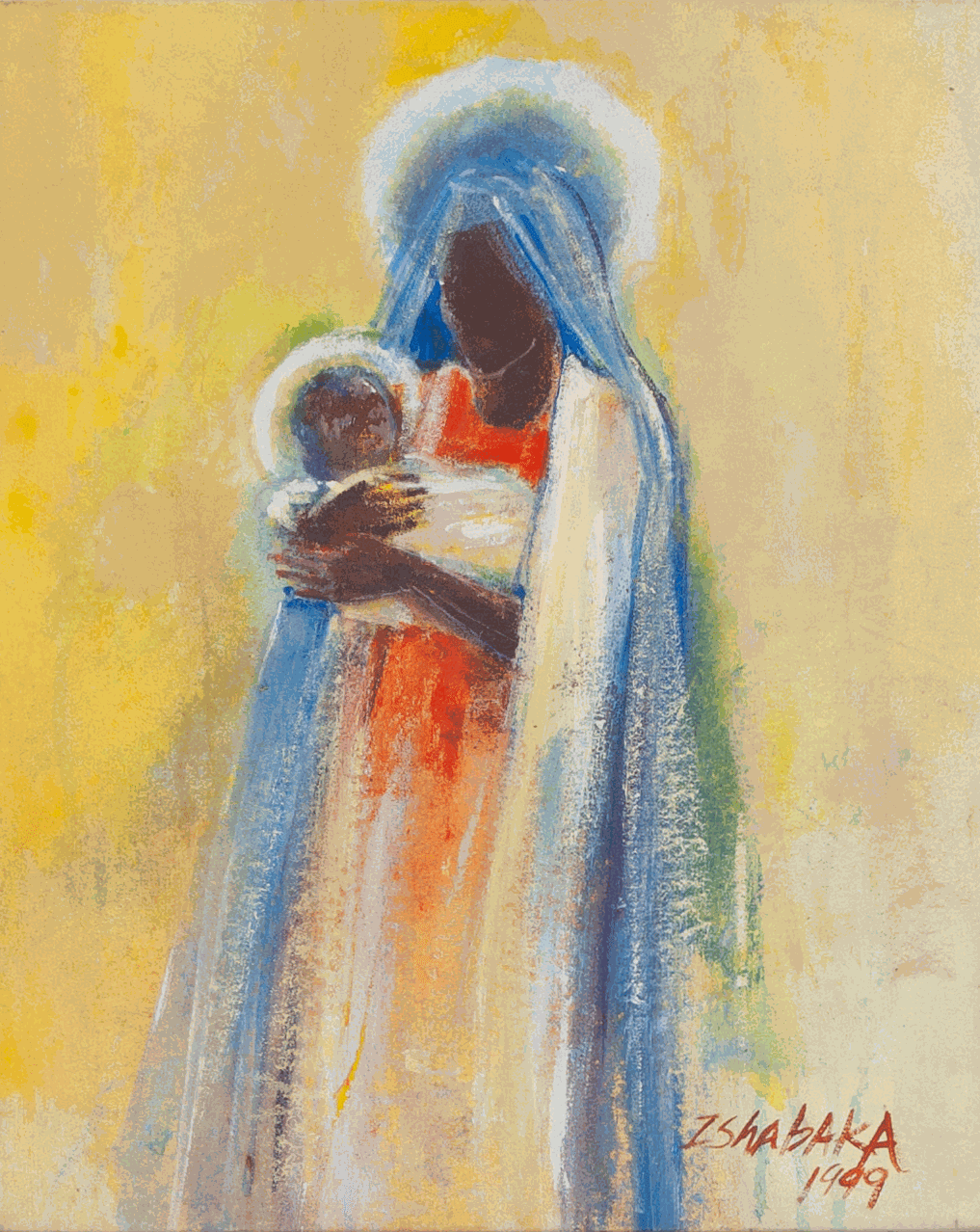 Madonna and child Acrylic on canvas 17.5 x 21 in 1999