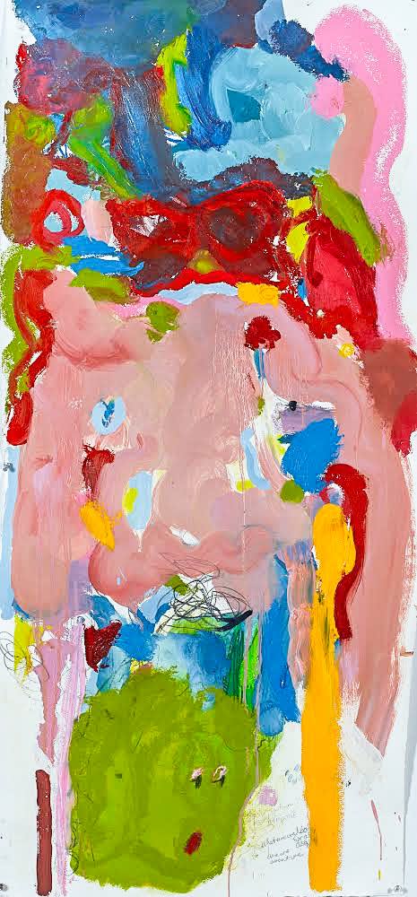 What Are We Looking For? © Priscilla Heine 2022, oil on paper, 51 × 22 × 1/8 in