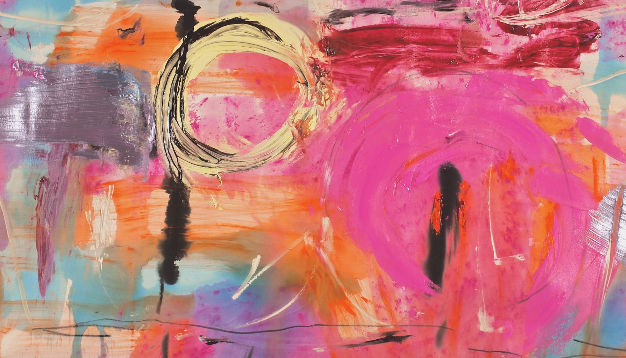 Gravity's Rainbow © Francine Tint 2022, acrylic on canvas, 37.5" x 65" inches