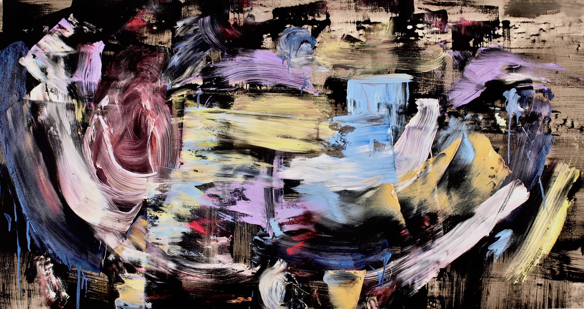 Homage to Artemesia © Francine Tint 2021, acrylic on canvas, 43.75" x 80.75 inches