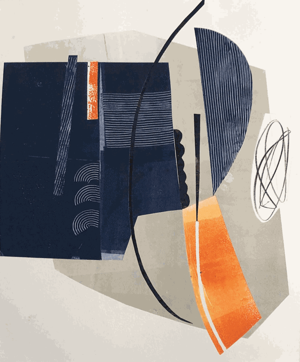 Susanna Ronner Shape Conversation II, inked collatype on paper, 2022