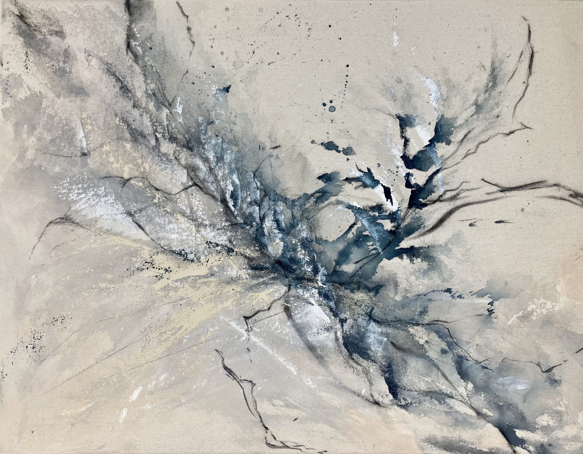 Gabriella Kirby, Shutter Still, 2024, acrylic, pastel, charcoal, graphite on canvas, 23" x 30" inches