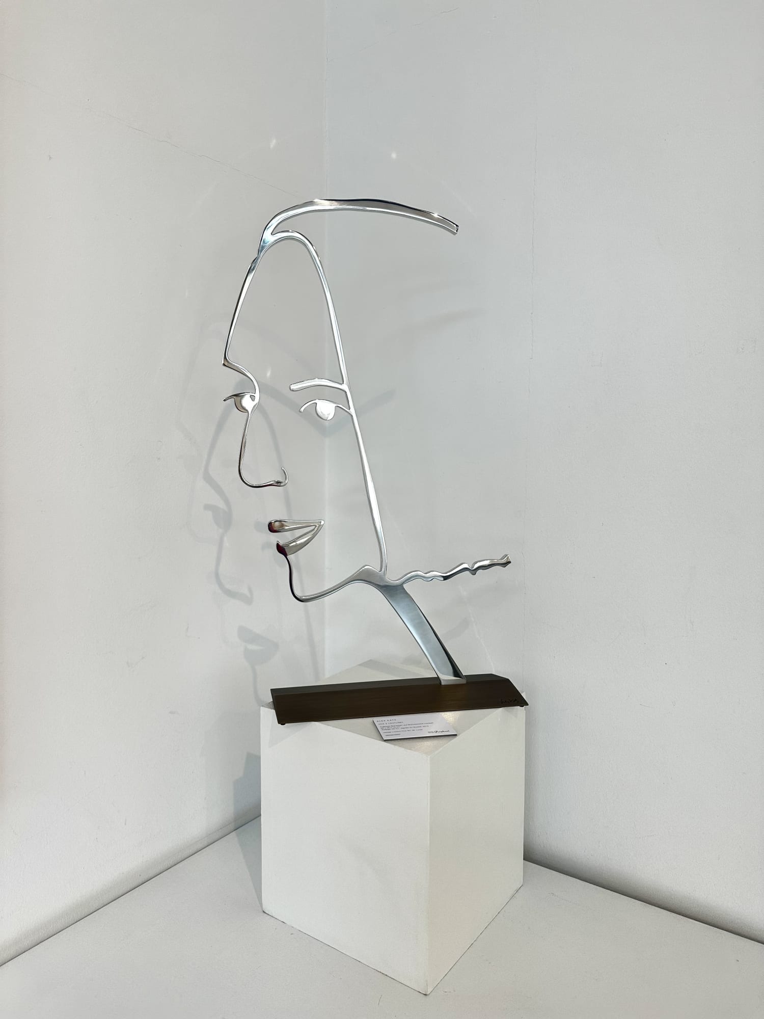 Ada 2 (Outline), Polished aluminum mounted to bronze base, 2019, 24.5 x 15 x 5 inches. Edition of 35, signed on the base