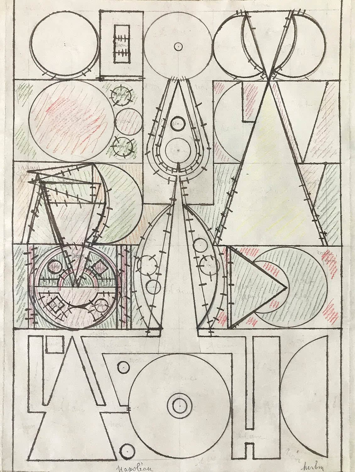 AUGUSTE HERBIN Nepoléon (study), ca.1949 Mixed media on paper 34,3 x 25,4 cm