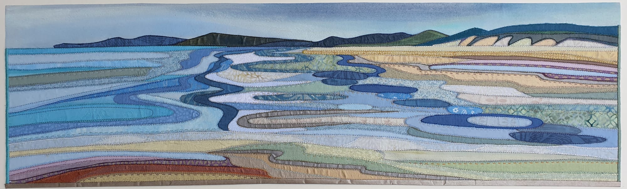 buy art artwork highland scottish dingwall alchemist gallery debbie lee textile collage stitched original landscape as far as you can see