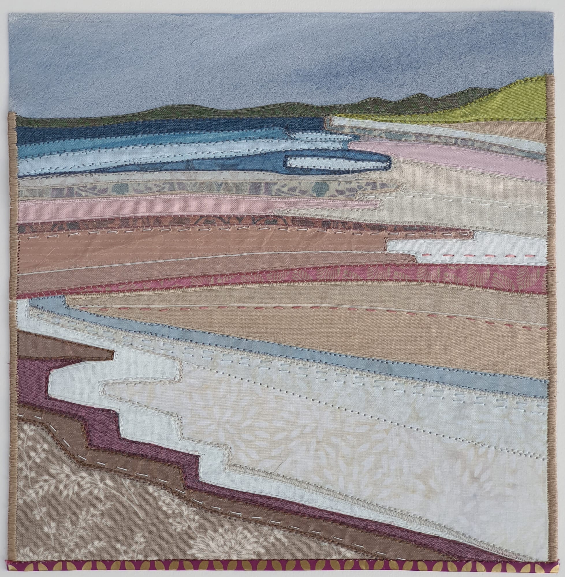 buy art artwork highland scottish dingwall alchemist gallery debbie lee textile collage stitched original landscape northern beach