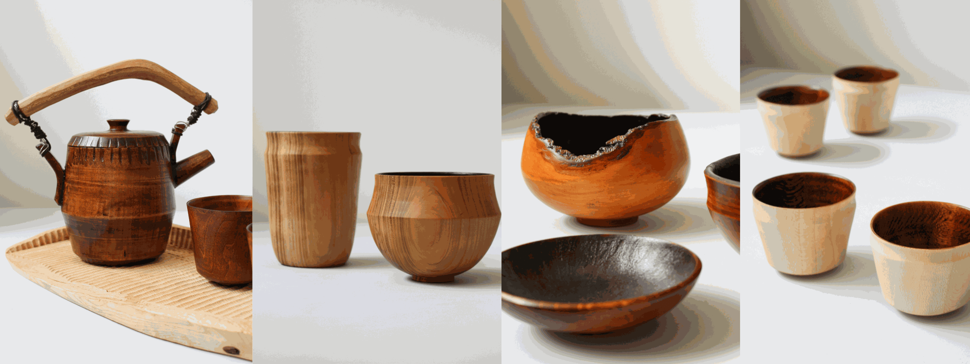Functional hand-crafted wooden objects by Mathieu Jones