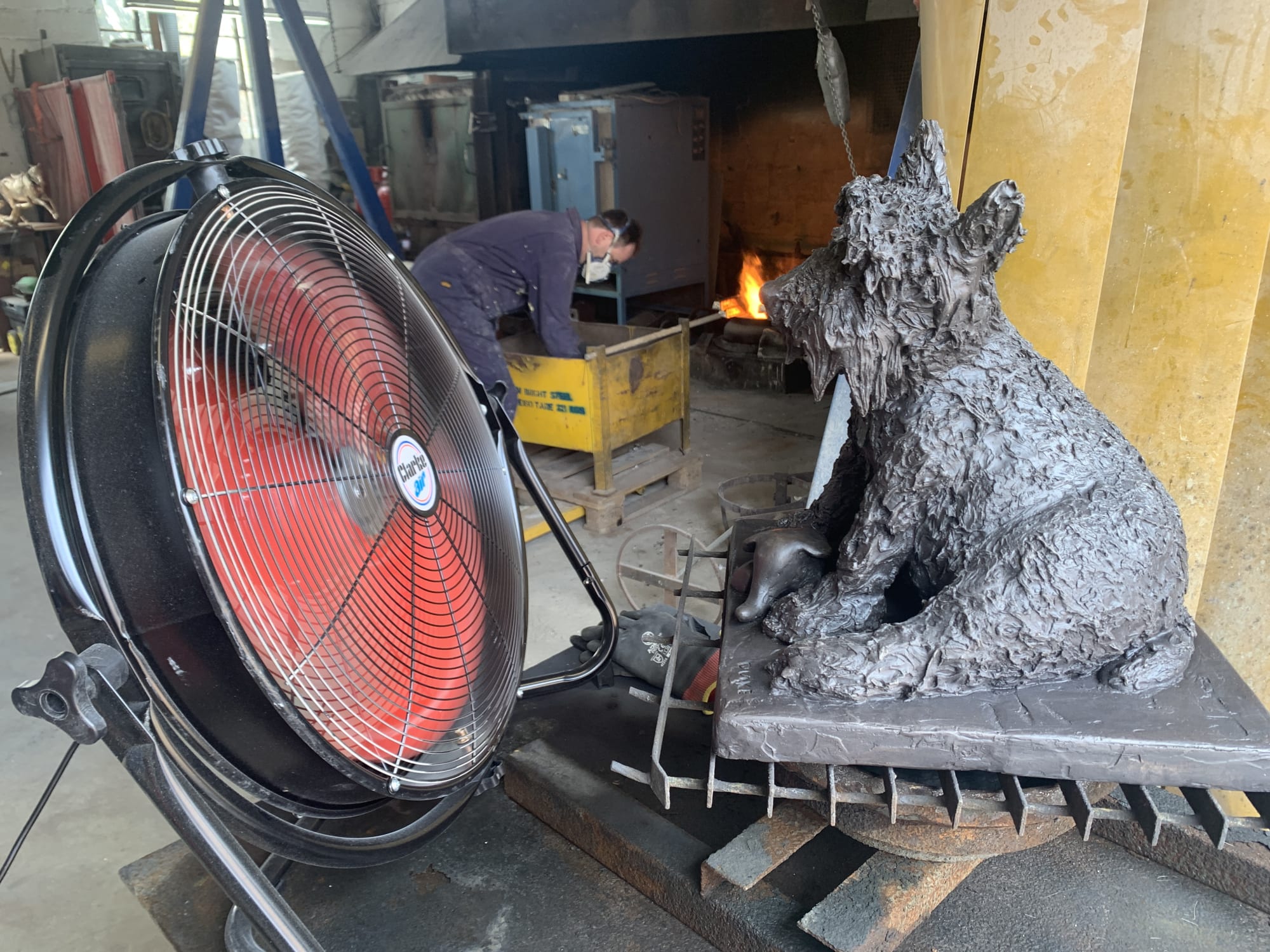 Cooling down in the foundry getting ready to be patinated.