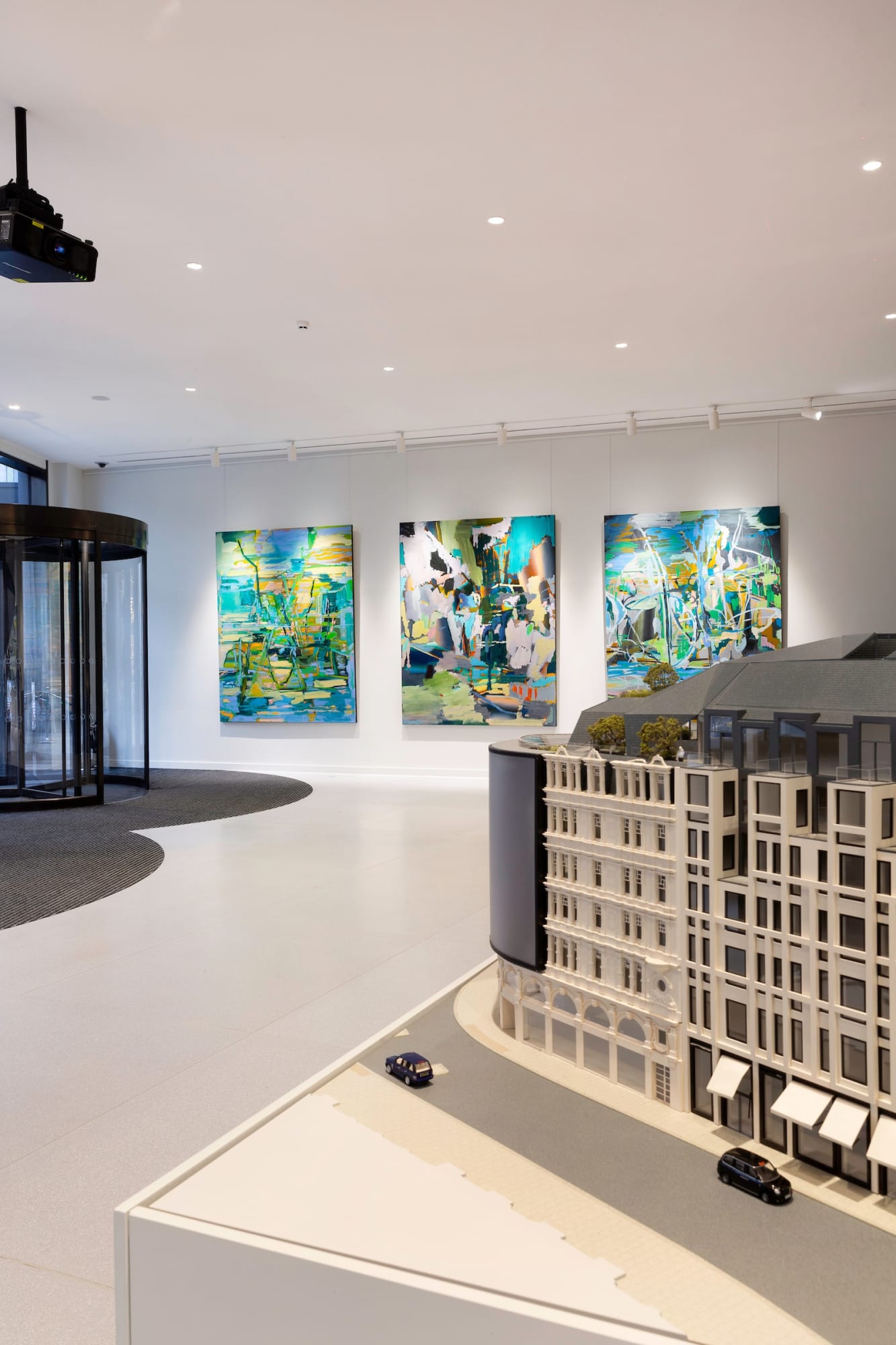 Monumental paintings by British artist Mark Wright on view at Landsec's Lucent Building