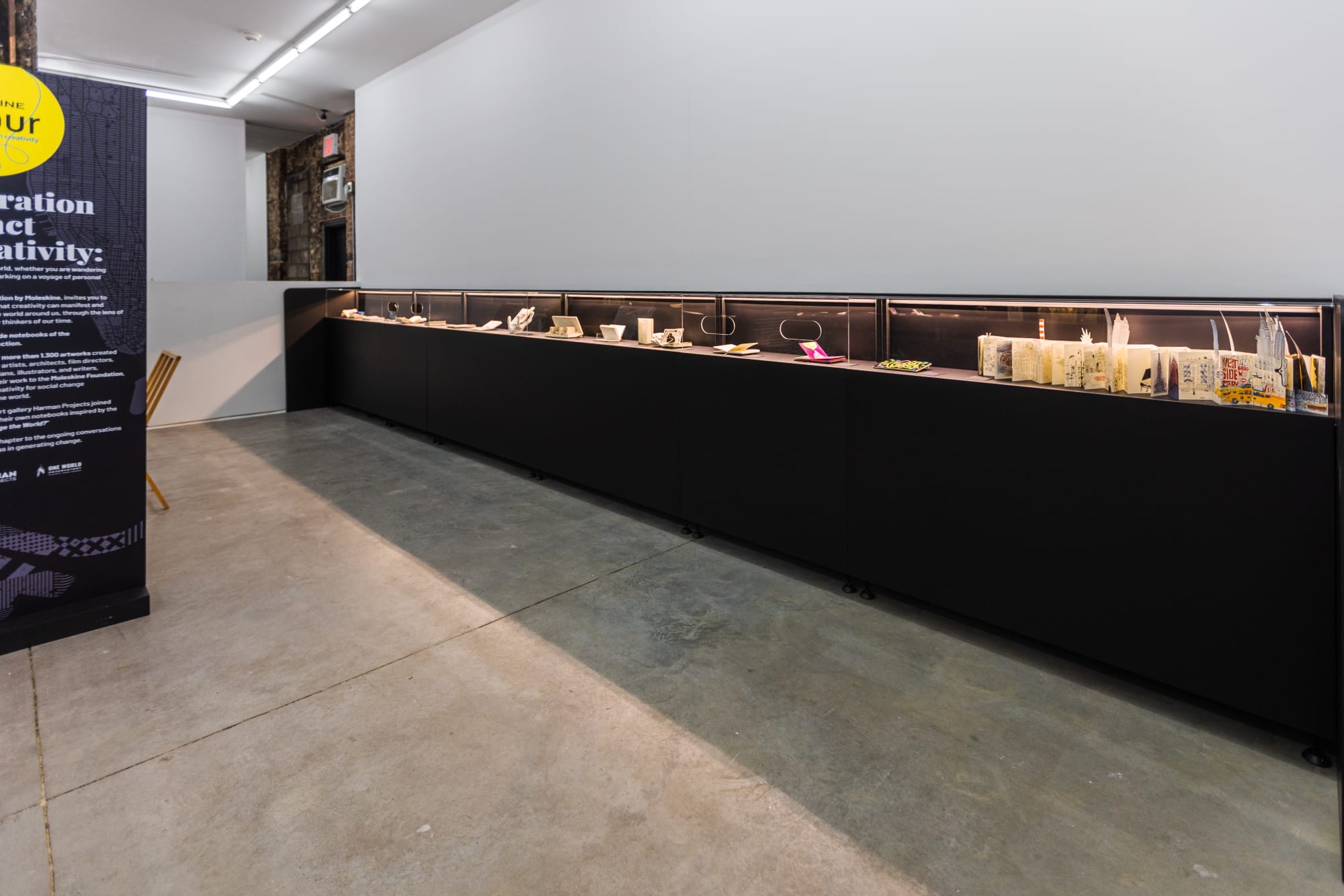 Installation shot of the Moleskine Detour popup at Harman Projects