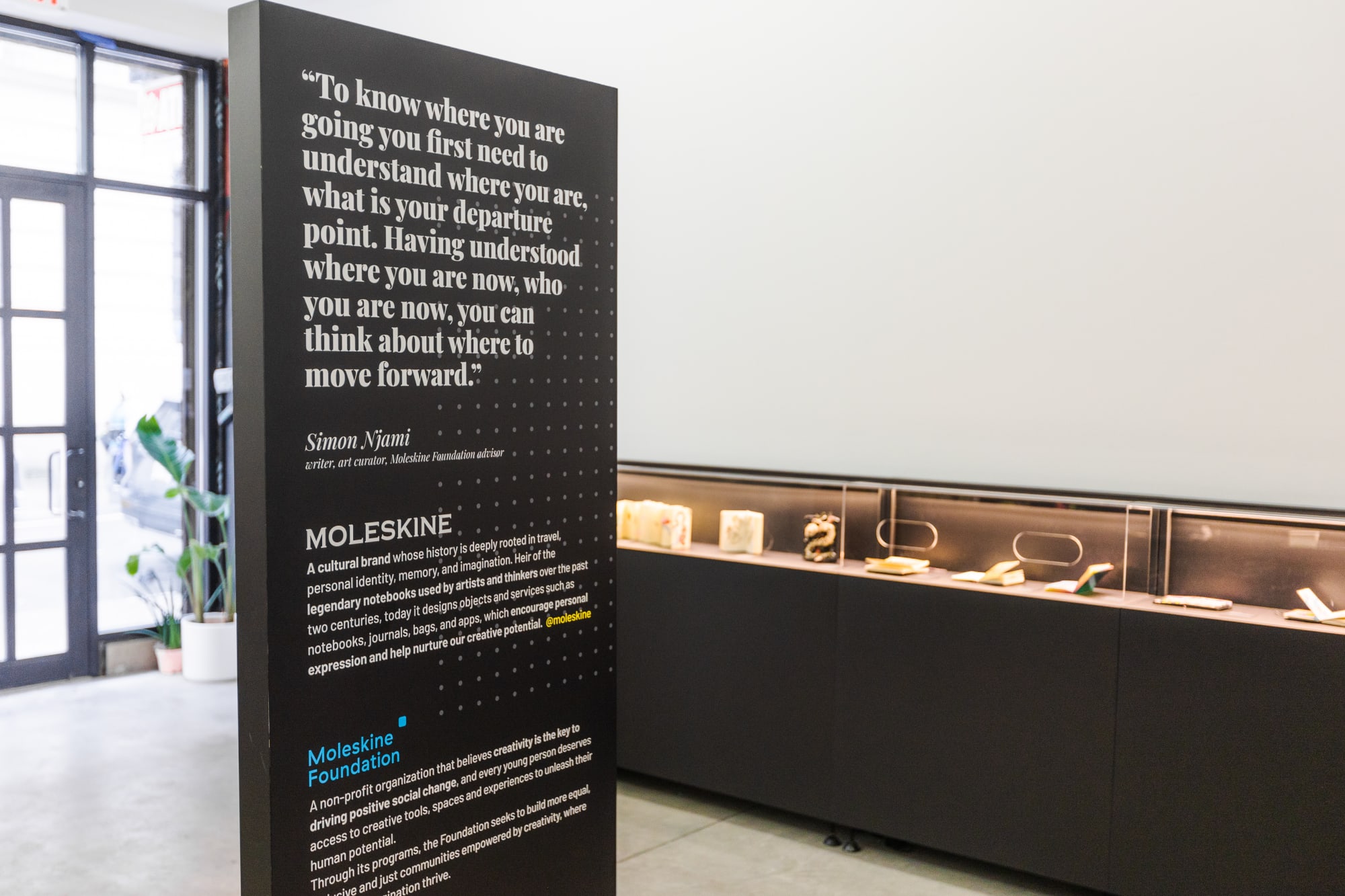 Installation shot of the Moleskine Detour popup at Harman Projects