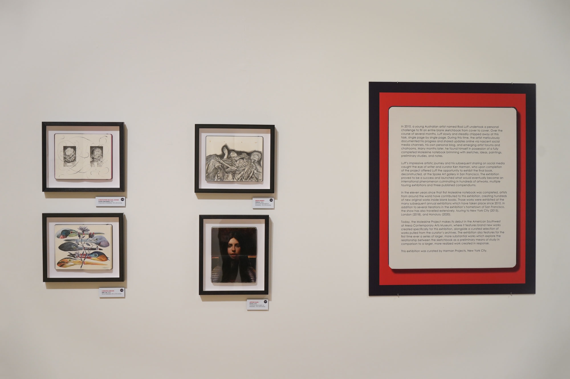 Installation view from the Moleskine Project art exhibition at the Mesa Arts Museum