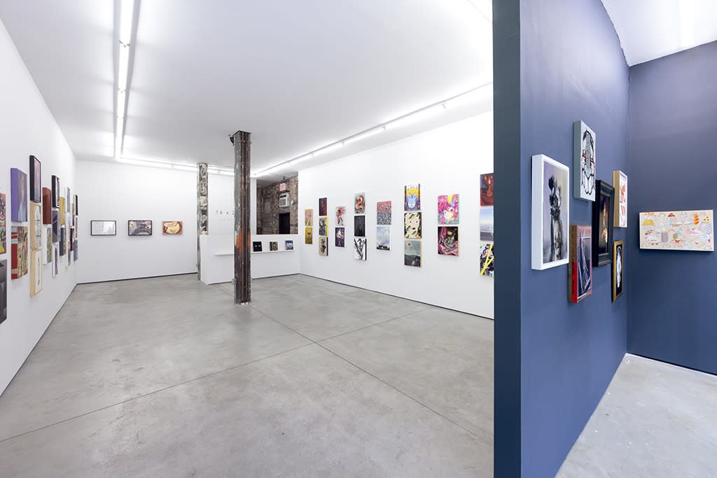Installation image of 16 x 20 paintings in the Summer Group exhibition