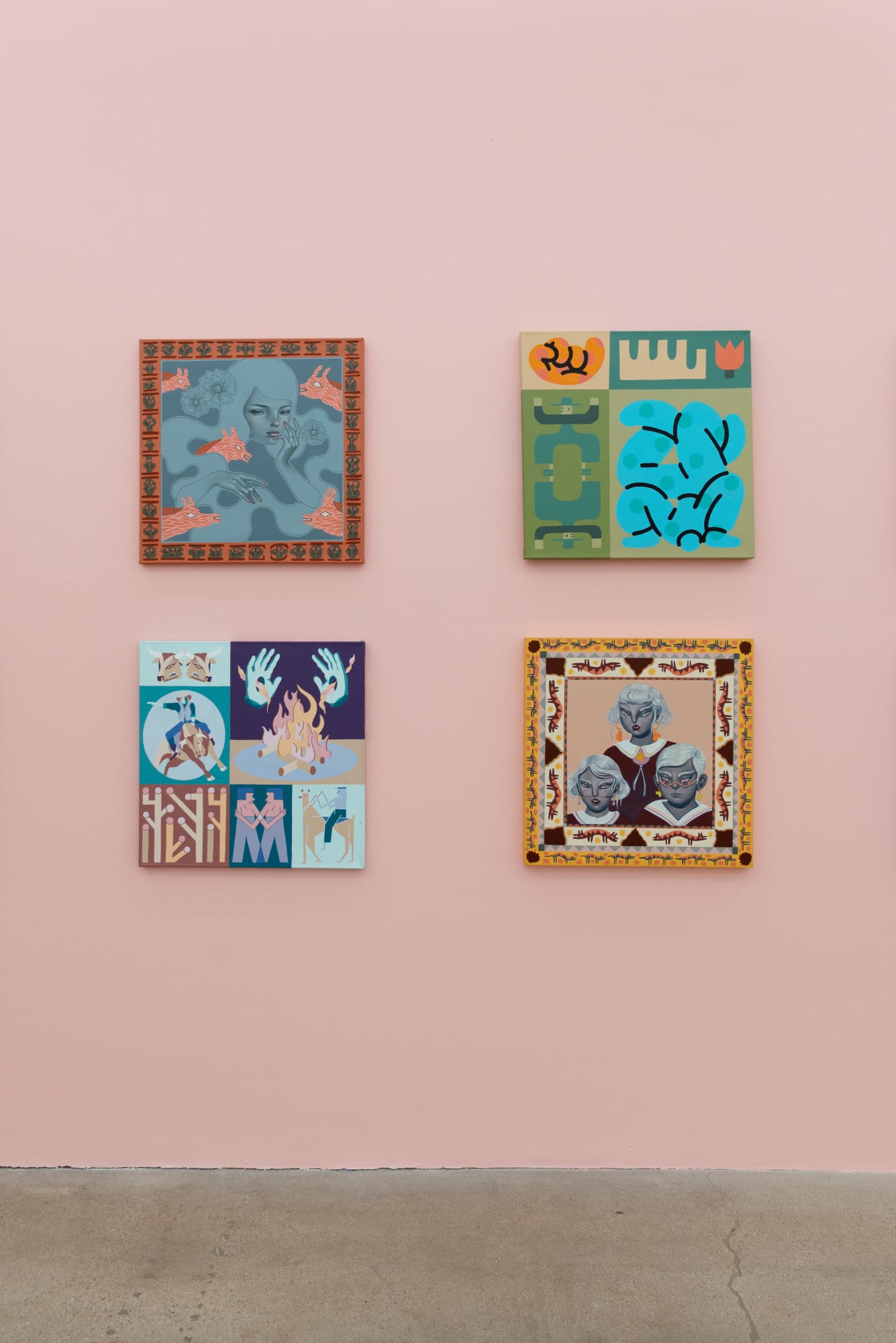 Installation view of Keya Tama's exhibition Where Our Worlds Meet at Harman Projects Los Angeles