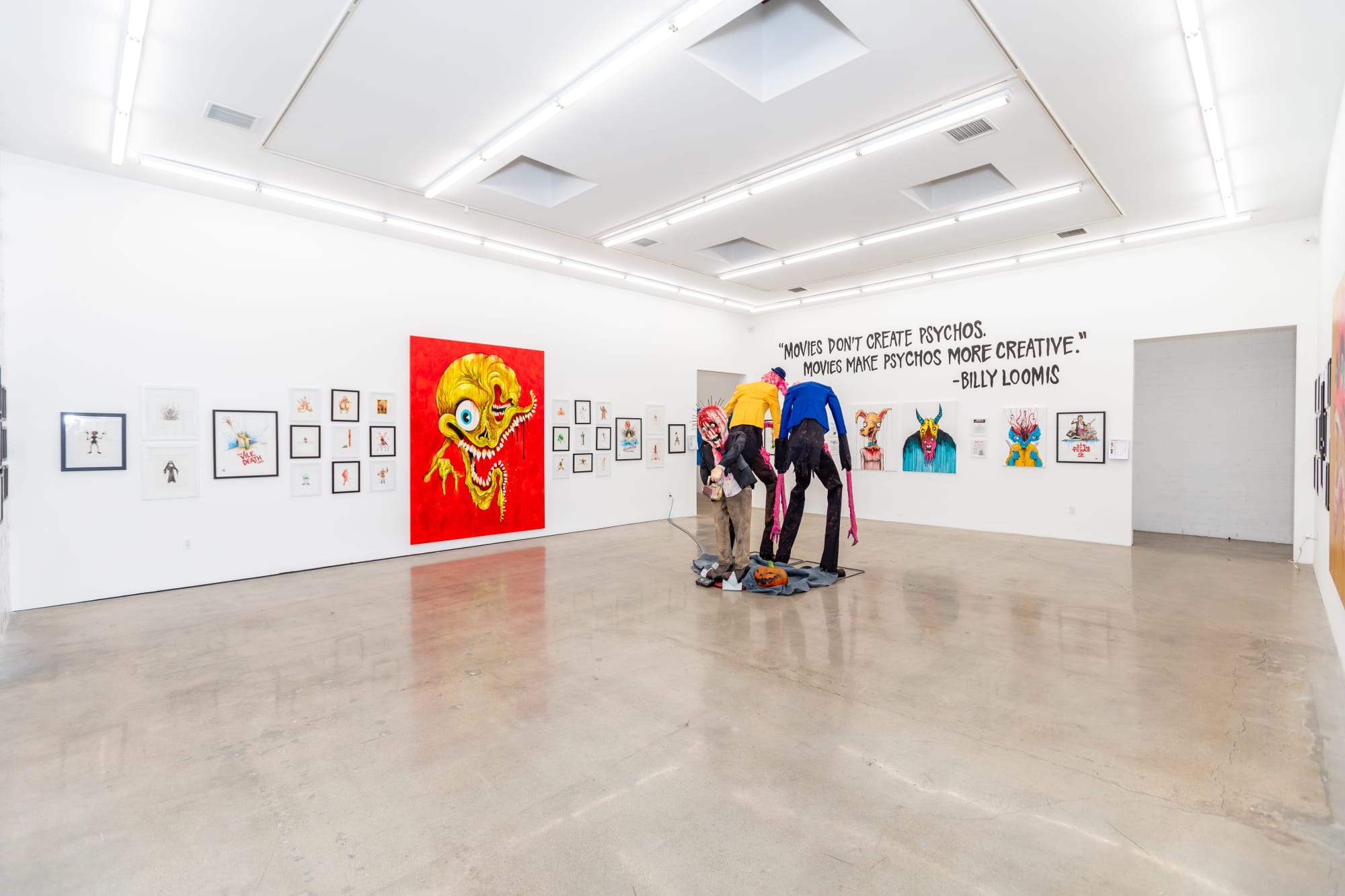 Installation image of Alex Pardee's exhibition at Harman Projects Los Angeles