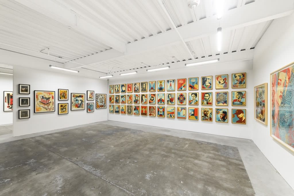 Installation view of artist Shepard Fairey's solo exhibition: "FRACTURED" at Harman Projects, San Francisco