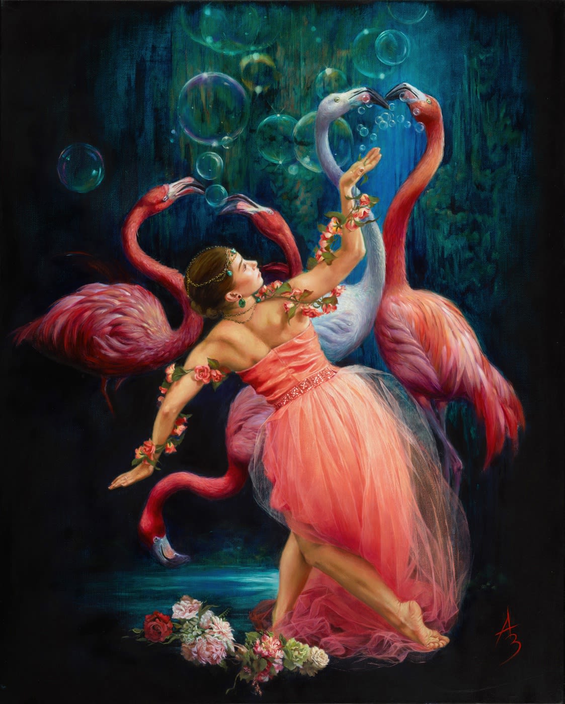 Alexandra Manukyan Coral Reverie Oil on Belgian Linen 30x24 in