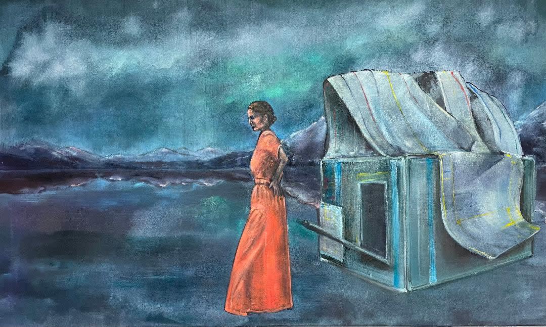 Isabel Friedrich Im Schatten der Popcornmaschine Ink & Oil on Canvas 60x100 cm